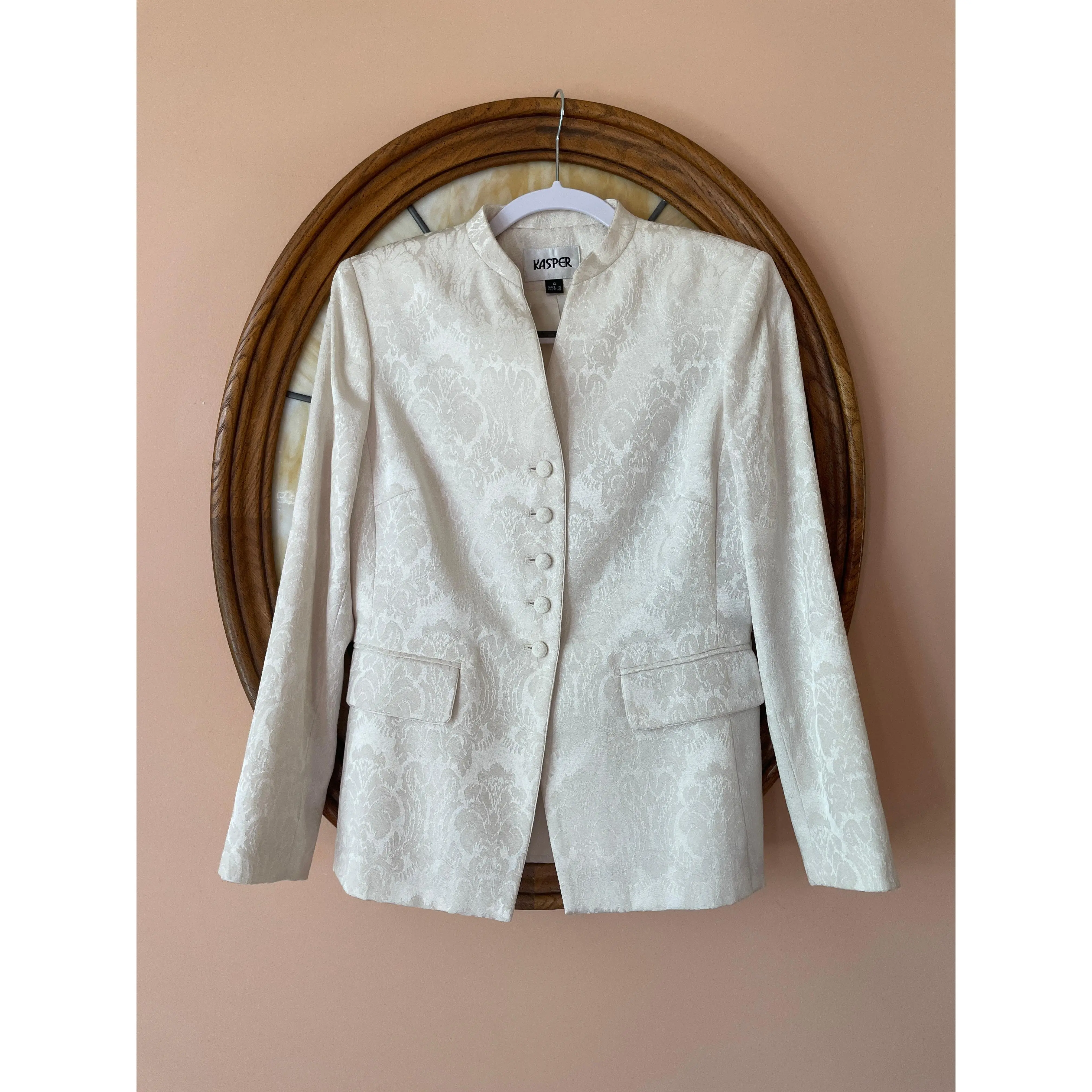 80s Vintage Kasper Embossed Floral Design Special Evening Jacket S