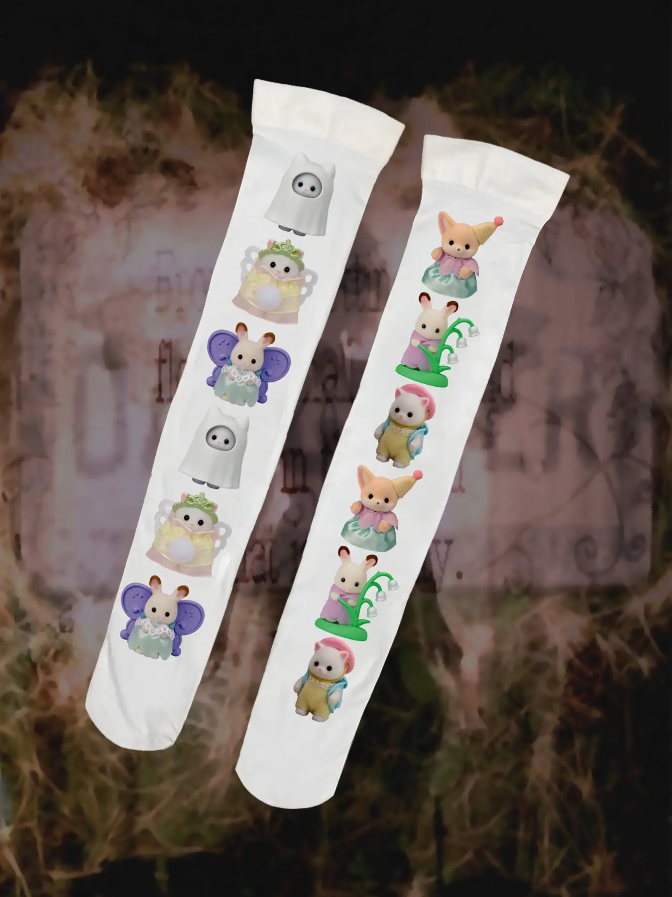 Cute over Knee Socks Y2K Style, Cartoon Print Leg Warmers, Perfect Summer Fashion Accessory, Trendy & Comfortable Footwear