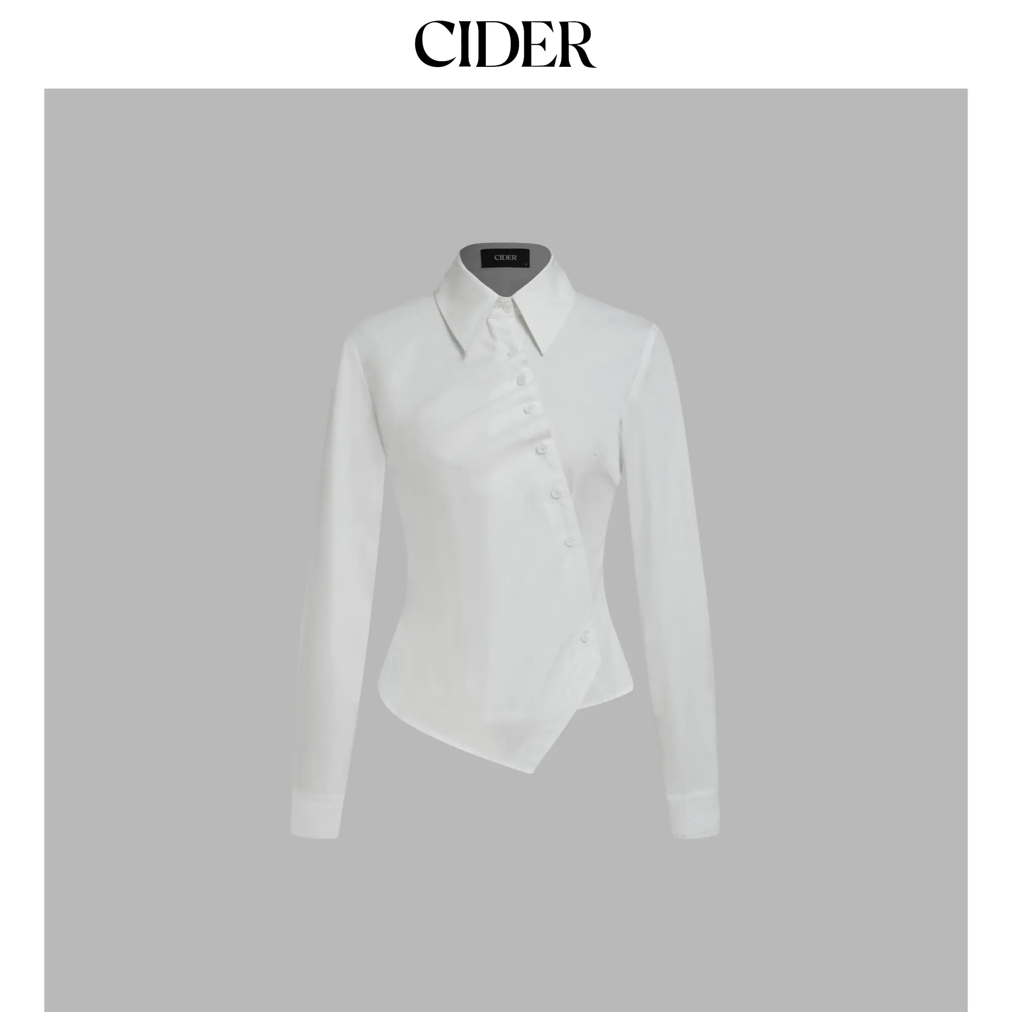 Cider Collar Check Asymmetrical Wrap Blouse