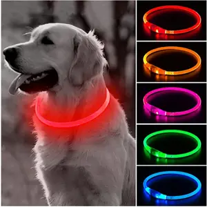 LED Light Dog Collar, Detachable & Glowing Design, USB Rechargeable Feature, Ideal for Large Cats & Small Breeds, Pet Safety Accessory