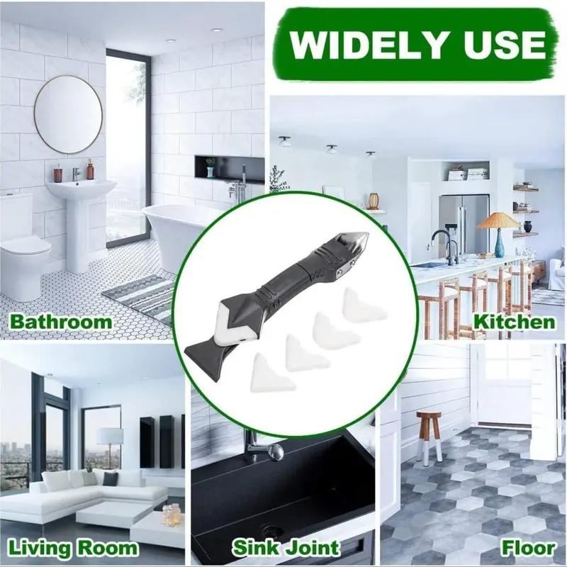 3 in 1 Silicone Caulking Tool Kit, Silicone Remover & Finishing Tool for Bathroom, Kitchen, Sink, Window & Floor Sealing, Caulk Nozzle Applicator Set