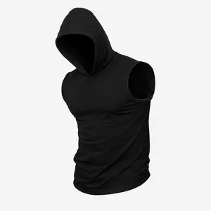 Men's Classic Cotton Solid Color Sleeveless Hooded Vest, Casual Breathable 90s-Inspired Streetwear, Perfect for Vacation Outfits