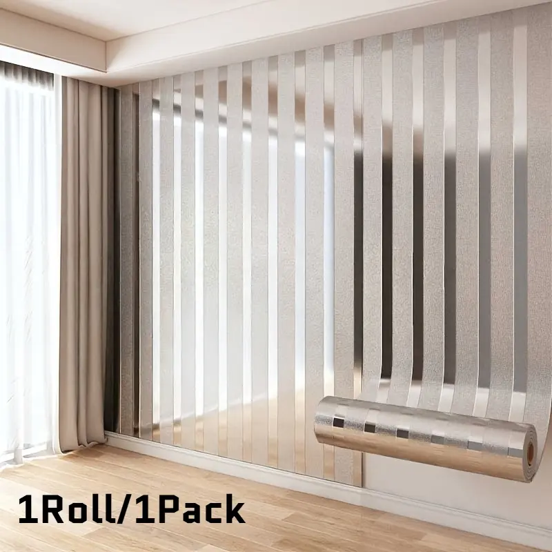 Thickened 3D Gold Silver Striped Wall Tile Wall Sticker - Self-adhesive Peel and Paste Vinyl Wall Panel, Thickened By 2.5mm Design, Easy To Clean and Install, with Gold Stripes and Relative Patterns, Suitable for Bathroom Living Room