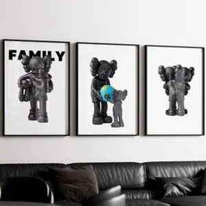 Black and White Kaws Poster Unframed ,Kaws Poster Unframed  Set of 3,Kaws Figure,Hypebeast Printable Wall Art,Minimalist Graffiti Poster Unframed ,Gift for Sneaker Lover