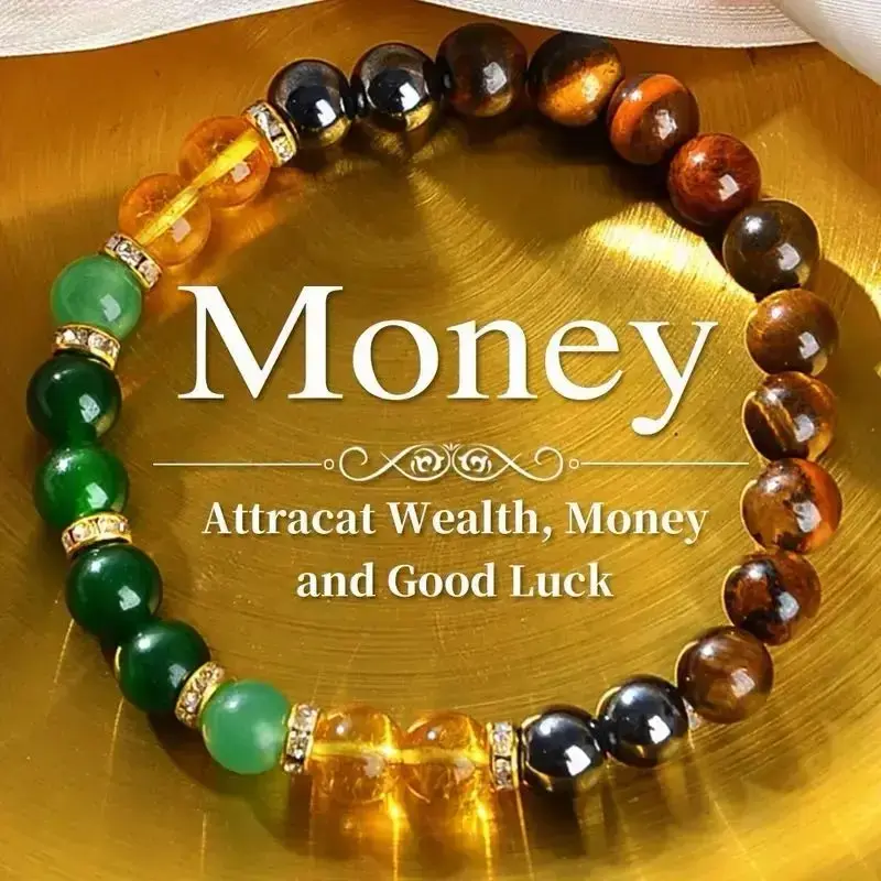 Natural Stone Beaded Bracelet with Black Onyx and Tiger's Eye for Wealth and Prosperity, Good Luck Birthday Anniversary Gift for Adults, Attract Wealth, Beading, Crystal Stone Bracelets & Bangles, Energy Bracelets & Bangles