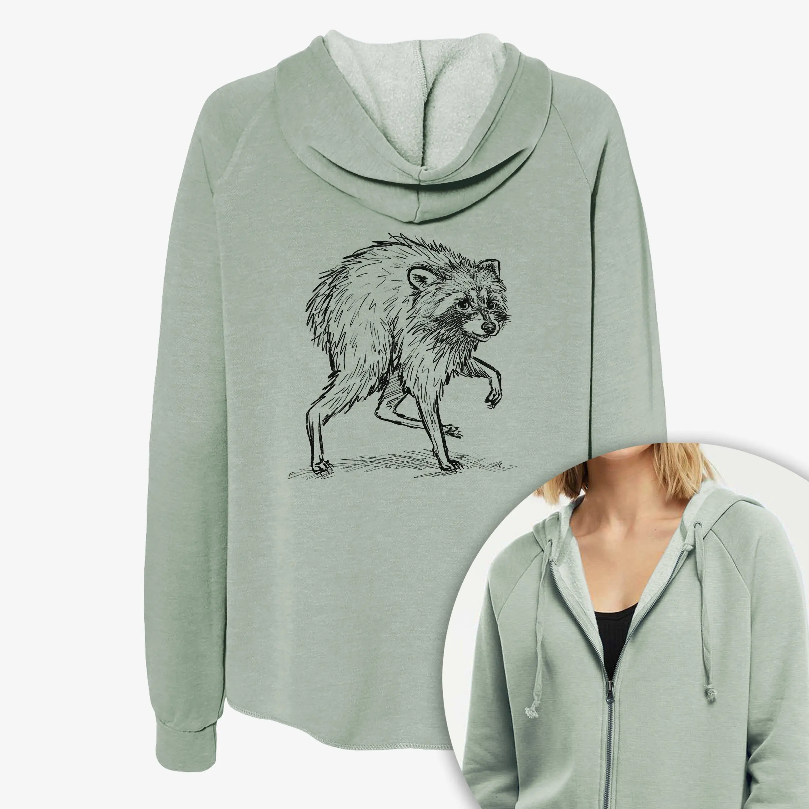 Short-Spine Seattle Raccoon - Women's Cali Wave Zip-Up Sweatshirt