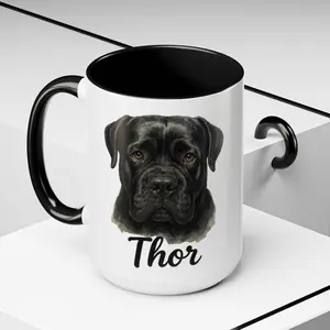 Thor Design Personalized Pet Mug with Photo & Name Custom Ceramic Coffee Cup 15 oz Durable Glossy Finish C-Shaped Handle Dishwasher Safe Gift for Dog or Cat Lovers Thor Design