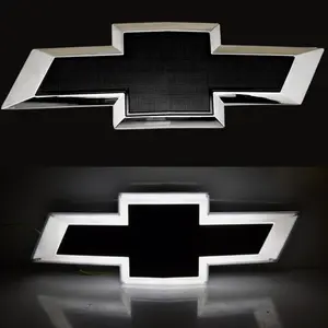 GM Officially Licensed 2014-2015 Chevy Silverado LED Grille Emblem Chrome & Black Illuminated Front Badge with Custom Brushed Stainless Chrome Finish and Bright White LED Lighting