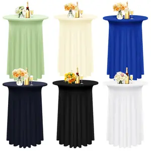 Pesonlook 2/4/6/8/10 Packs Round Spandex Table Skirts 32"x 43" Stretch Square Cloth for High Top Tables, Cocktail Table Cloth with Skirt, Spandex Stretch Table Cover for Bar Wedding Party Banquet
