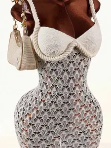 Hollow Out Fitted Waist Lace-Up Shoulder Strap Mini Dress