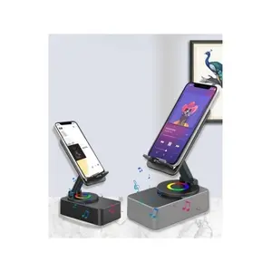 Bluetooth Speaker with Phone Stand - 360° Adjustable Wireless Induction Speaker, HD Surround Stereo Sound & RGB LED Color Changing Ambient Light, Wireless Induction Amplifier, Compatible with All types of mobile phones and tablets (Black-23)