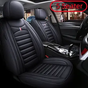 Full Coverage Front 5 Seat Black & Blue Leather Car Seat Covers Transform Your Car’s Interior Instantly 5 Seater