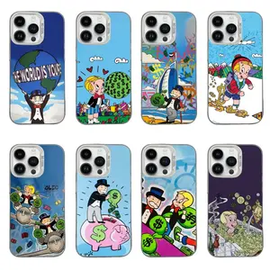 Dollar A-Alec Monopoly Man Phone Case for iPhone 17 16 15 14 13 12 11 Pro Air Plus ProMax and Samsung Galaxy S26 Plus Ultra S25 S24 S23 S22 anti drop and phone case money bag
