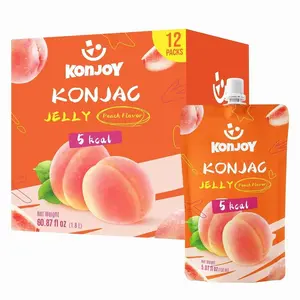 KONJOY Konjac Jelly Mango Flavor, 12 Squeeze Pouches Drinkable Jelly Snack – Low Calorie (5 kcal), Vegan, Gluten-Free, Fat-Free, Keto, Portable On-the-Go Treat, Refreshing Mango Drinkable Jello
