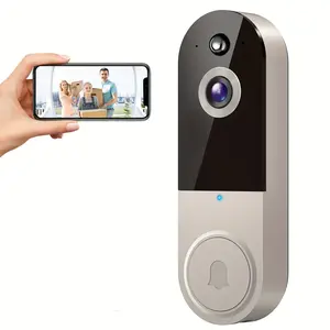1080P HD Video Doorbell Camera with AI Human Detection, Two-Way Audio, Infrared Night Vision, Wireless Wi-Fi, Rechargeable Battery & Cloud Storage (AES-128 Encryption) for Indoor Security Monitoring, Visitor Identification, Sleek Modern Design