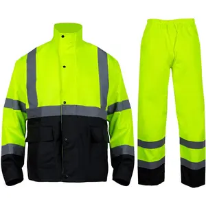 Class 3 High Visibility Rain Suits,Rain Gear for Men Yellow/Lime Hi Vis Safety Rain Work Jacket,Pants