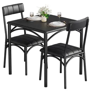 GARVEE Dining Table Set for 2 with Cushioned Chairs - Stylish, Sturdy, Space-Saving Design for Kitchen or Apartment - Easy Assembly and Perfect for Cozy Dining Experiences.
