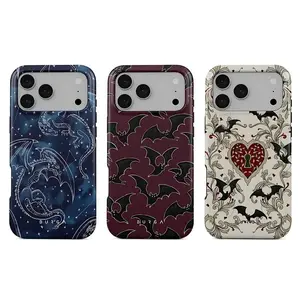 BURGA Tough Case for iPhone 17 16 15 14 13 & Samsung S24 S23 - Wyvern & Midnight Bat Edition - Luxury Aesthetic Dual Layer Shockproof Protection Cover