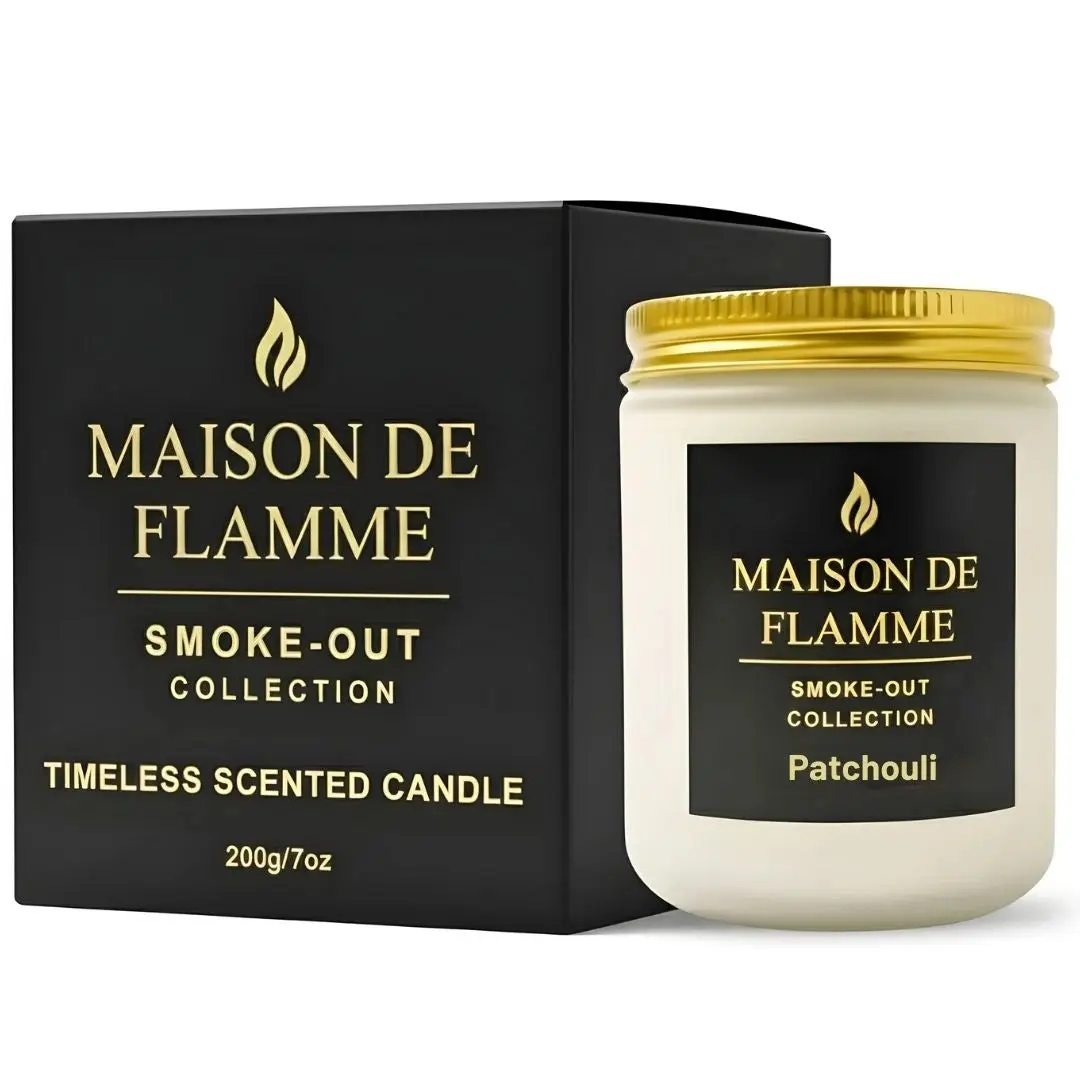 Maison De Flamme Smoke-Out Candle – Patchouli | Odor-Eliminating Scented Candle (White Jar, 200g/7oz)
