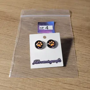 10mm Paw Print Straight Post Earrings