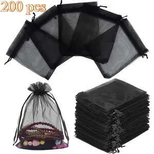 A Set of 200 Pcs Organza Gift Bags,4 x 6 inches Jewelry Pouches for Wedding Party Valentine's Day Christmas,Makeup Favor Bags,Net Goody Bags,Hand Tools Kits