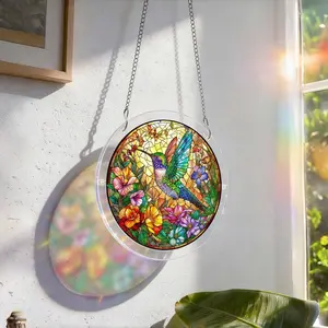 New Acrylic Puzzle Light Catcher, Three Sizes Available, Hummingbird Collecting Nectar Pattern, Decorative Items for Home Decoration