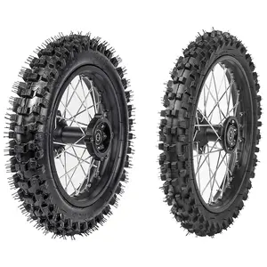 Front 60/100-14 + Rear 80/100-12 Wheel Tire and Rim With 15mm Bearing for Off Road Dirt Pit Bike Apollo Taotao Coolster SSR 110 125cc KX65 Monkey Mini Trail Bike