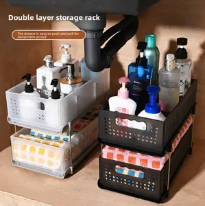 Foldable Double-Layer Storage Organizer Basket for Home Shelves, Home Supplies Organization Solution