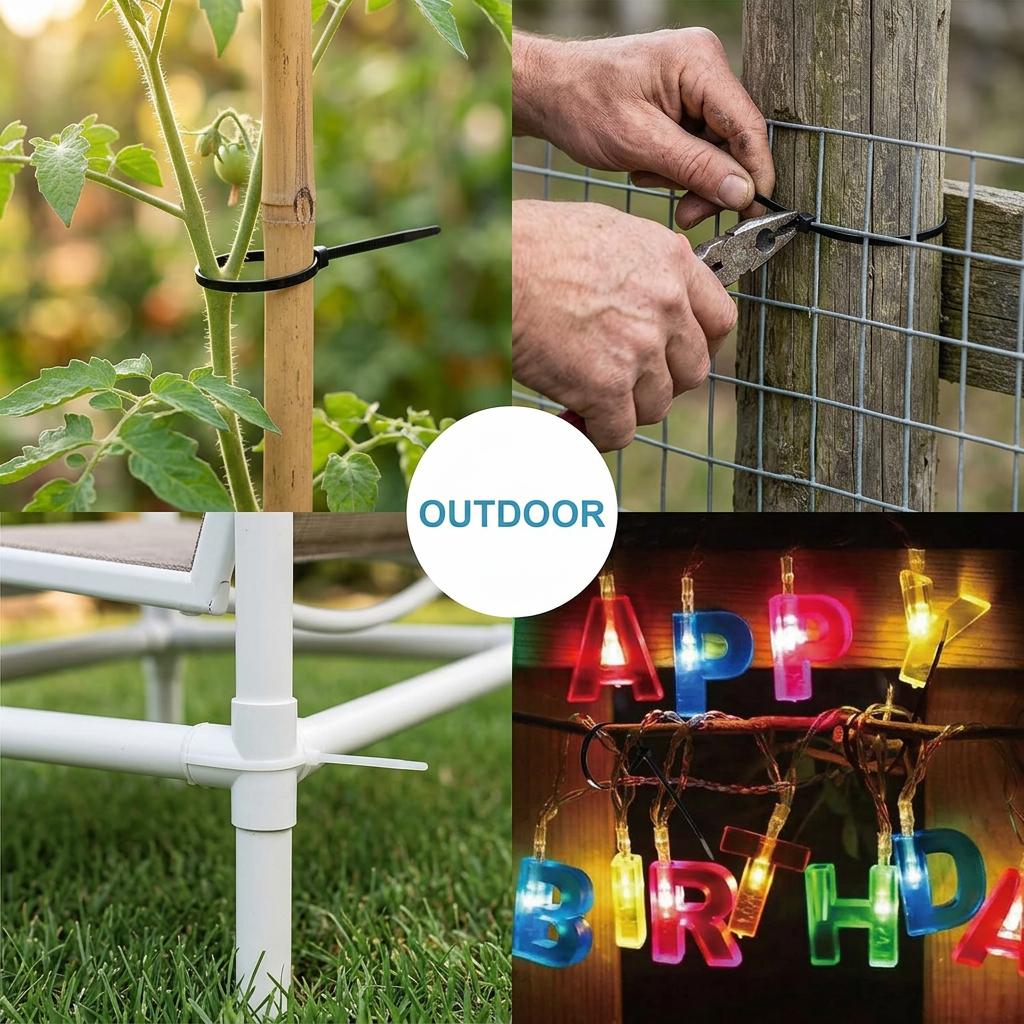 400 Pack Zip Ties Assorted Sizes (4”+6”+8”+12”), Black UV Resistant Cable Ties