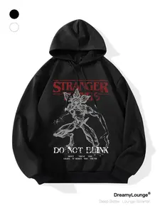 Stranger Things Flower Print Hoodie Sweatshirt, Fitted Design for Home and Daily Wear, Graphic Style for Fall and Winter