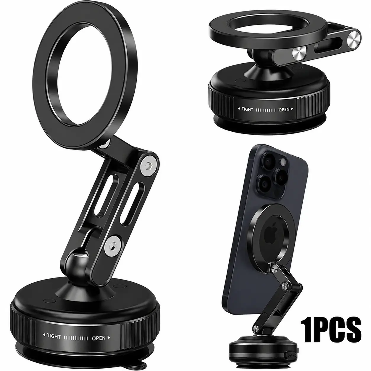 MagSafe Car Mount Holder - 360° Rotate Magnetic Phone Stand with Strong Suction Cup, Extendable Arm, Adjustable Fit Dashboard/Window Bracket for Unobstructed Driving View, Compatible with iPhone 17 16 15 14 13 12 Pro Max