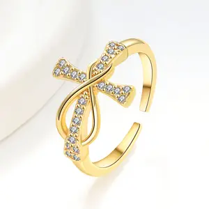 Classic Cross Ring for Women - Infinity Love Knot, Open Band Adjustable Religious Jewelry | Faith -Fashion Inspired Confirmation/Baptism Anniversary Christmas Gift for Daughter/Sister, Catholic Christian Symbol Elegant Daily Wear Accessory tiktokshopsprin