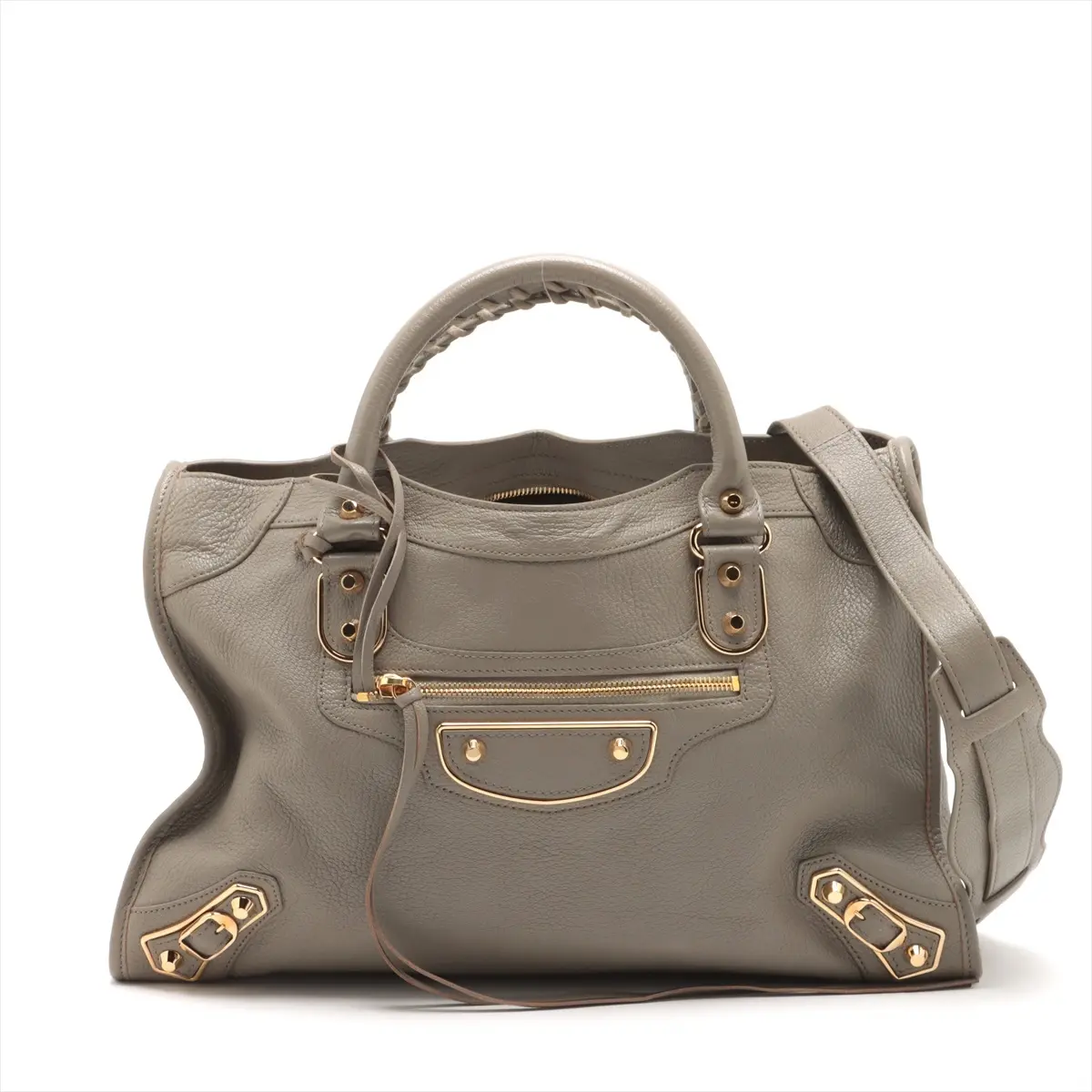 Pre-owned Balenciaga 1 Shoulder Bags Motocross City Metallic Edge in Gray