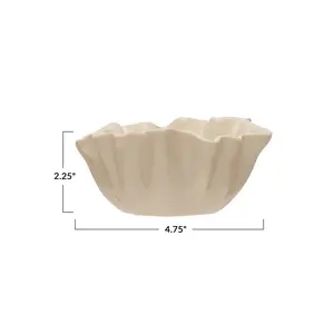 Stoneware White Fluted Bowl - Small