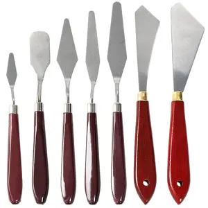 [Summervibes] 7 Pcs Painting Knife Set,Spatula Palette Knife,Stainless Steel Drawing Scraper,Oil Painting Accessories with Wood Handle for Art Acrylic Draw Color Mixing Supplies,Christmas Party Gifts,Hand Tools Kits