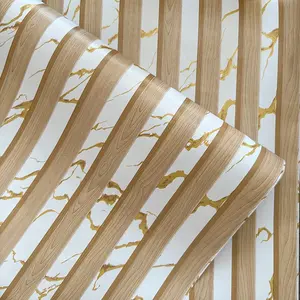 3D Grid Gold Marble Self-Adhesive PVC Decorative Marble Pattern Wallpaper, Restaurant Background Wall, Wood Grain DIY, TV Backdrop, Home Decoration