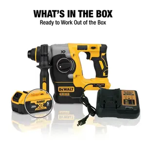 Dewalt DCH273 20V Max Xr Brushless Cordless Sds-Plus L-Shape Rotary Hammer, With 5.0Ah Battery & Charger, For Concrete Drilling, Masonry Chiseling & Construction, Featuring 2.1J Impact Energy, 3-Mode Operation & Active Vibration Control