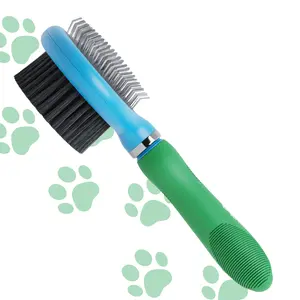 Doggiez 2 Tools in 1 Slicker & Bristle Brush for Dogs & Cats Deshed Undercoat + Smooth Top Coat All Hair Lengths
