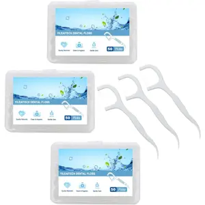 150 Count Tooth Floss Picks, Unflavored Floss Picks for Teeth Cleaning, Portable Travel Size Dental Floss Picks (3 Pack)