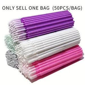 50pcs Disposable Microbrush Applicators for Eyelash Extensions - Soft, Precise Cleaning Brushes with ABS Plastic Handles and Polyester Bristles, Isolated from Scented Products, Beauty Makeup Brushes & Tool, Cosmetics
