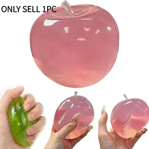 Simulation Transparent Apple Shape Soft Gel Stress Relief Toy, Office Mood Booster, Crystal Apple Squeeze Ball, Sensory Gift