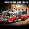 American Fire Truck Building Blocks Set, Building Sets, Rescue Car Assembly Model, Moving Function, Rotating Water Gun, Durable and Stable Design, Creative Decoration, Ideal Birthday Gift for Kids