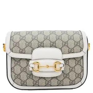Pre-owned GUCCI Canvas Shoulder Bags Horsebit 1955 GG Supreme Shoulder Bag Beige 658574