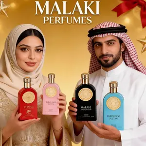 Malaki Perfumes Arabic Unisex Fragrance 3.4fl oz Malaki Turquoise Ambre Oud Malikat Allail Long Lasting Sandalwood Scent Ideal for Holidays Gift