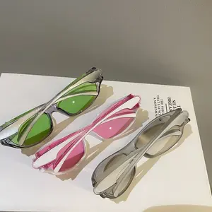 Sports Wrap Sunglasses Y2K Vintage Green Translucent Frame Unisex Lightweight Protective Eyewear Trendy Festival Outdoor Sun Glasses for Raves Travel Streetwear Daily Wear Retro Oval Frame High Definition PC Lenses Full UV Protection - Shades