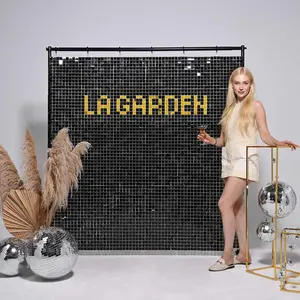 LAGarden 10x8ft Shimmer Wall Backdrop with Heavy Duty Adjustable Stand