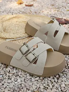 Spring Summer Essential Lazy Slippers, Chunky Sole Anti-Slip Design, Perfect for Daily Outings, Easy to Pair, Must-Have Footwear