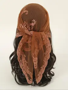 Women's Floral Embroidered Square Scarf, Fashion Hair Scarves, Fashionable Elegant Multifunctional Scarf For Daily Wear, Casual Versatile Scarf For Women