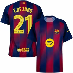 Unisex Soccer/Football Barcelona Team Frenkie de Jong La Liga 2025/26 Home Stadium Replica Jersey - Blue