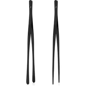 Kitchen Tongs for Cooking - 2 count 12" Stainless Steel Cooking Tongs Tweezers, Metal Fine Kitchen Utensils with Precision Serrated Tips, Professional Chef Tweezers for Serving, BBQ, Pasta, Salad